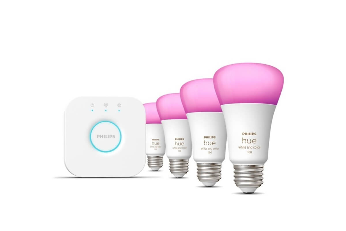 Philips Hue White and Color Ambiance A19 75W Smart LED Starter Kit